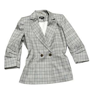 Plaid Cropped Sleeve DKNY Blazer